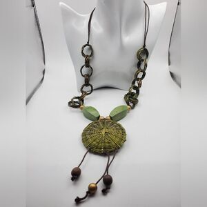 African wicker native ritual‎ necklace N0439